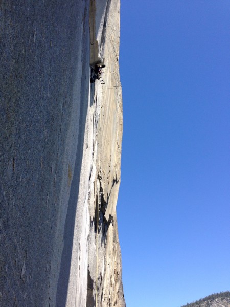 Caleb leading the Nipple. Most exposed spot on the route.
