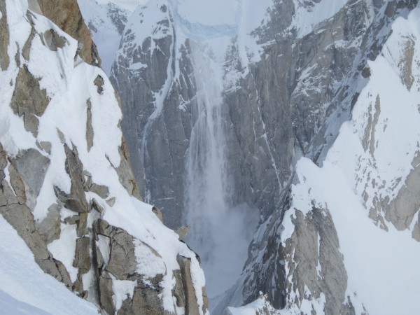 Cornice collapse and avalanche. It was quite exciting to hear the rumb...