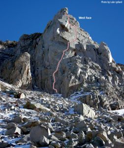 Cardinal Pinnacle - West Face 5.10a - High Sierra, California USA. Click to Enlarge