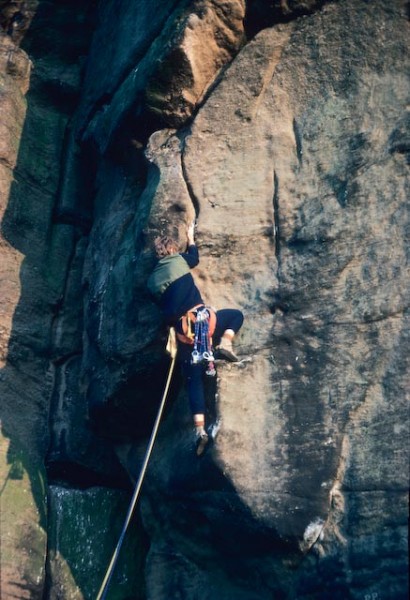 Wall of Horrors in 76. The crux is above the horizontal break some way...