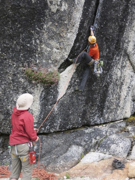 me trying to plug gear and sew up the low to the ground crux on "Memo ...