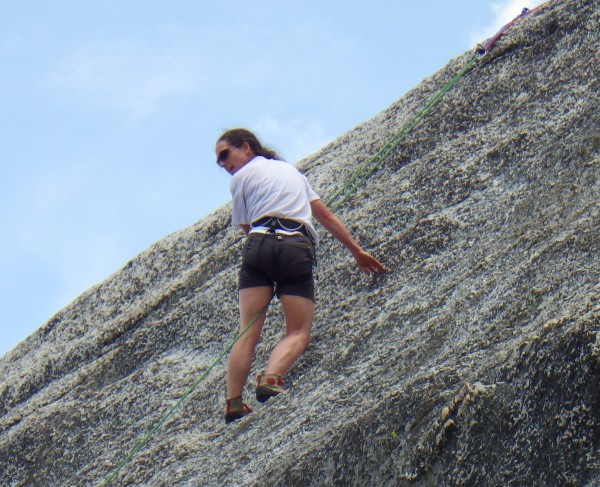 Jan smoothly climbing in her 30 year old Fires.