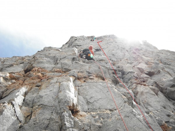 Dark Star, David Gerwe on the start of pitch 10.  The belay he constru...