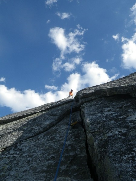 At the 2nd belay ledge.