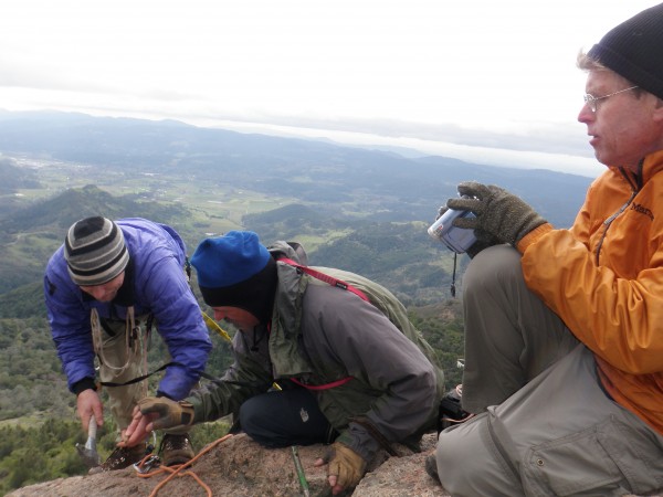 Jerry, Harrison and Ken fixing the old anchor on top of Shute-Mills.