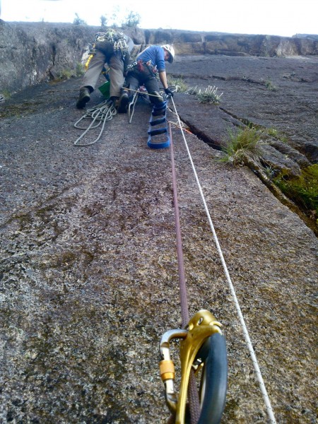 Ro's view as he approaches the first belay.