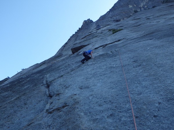 Natalie climbing on the Glacier Point apron