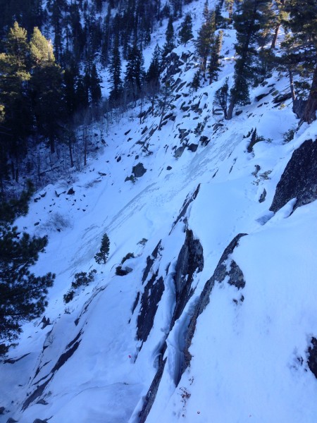 Looking down on Cascade Falls from approach trail