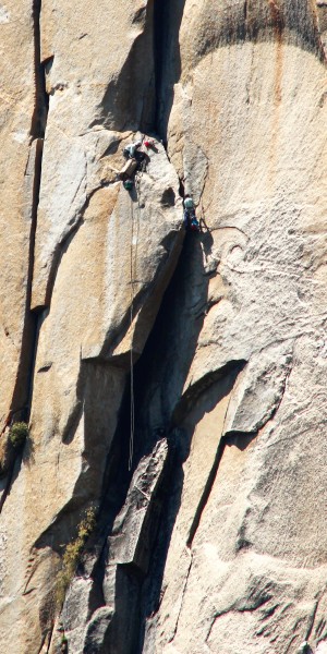 The Ear.  I had to set up the haul below the ledge to reduce the rope ...