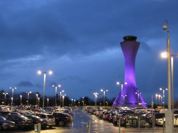 Control tower at the airport in Edinburgh at daybreak &#40;1/23/14&#41...