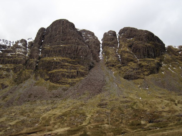 The Cobalt Buttress on Meall Gorm goes generally up the right edge of ...
