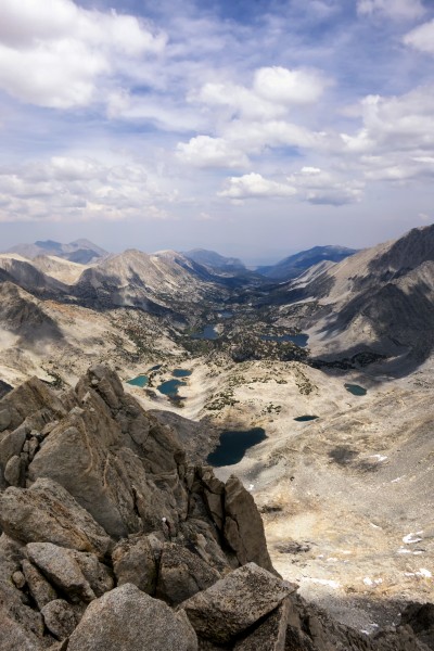 Looking back down the northeast ridge at Little Lakes Valley