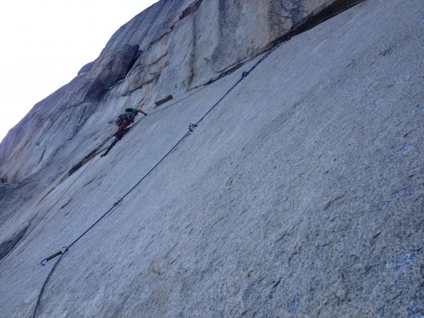 Ryan leading after the traverse on pitch 15
