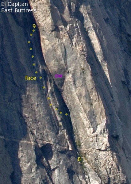 El Capitan - East Buttress - pitch 9 face vs. ow. 
&#40;pitch numberi...
