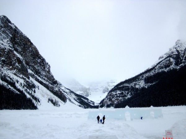 Lake Louise ice castle with Louise Falls on the distant slope &#40;4/3...