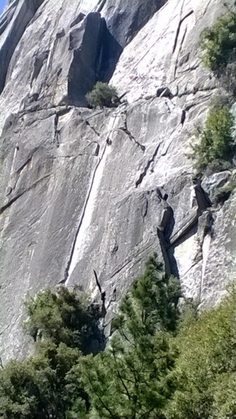 2nd pitch of Reed's Direct Route &#40;5.9&#41; as seen from the road below