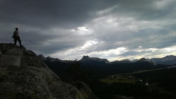 Top of the 3rd pitch of Beginners Route &#40;5.4 R&#41;, thunderstorms...