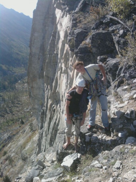 19 year old Elliott pictured on the left after climbing the Drip Buttr...