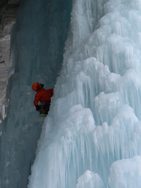 Brent heading up to explore the inside of the ice curtain &#40;4/8/14&#41;.