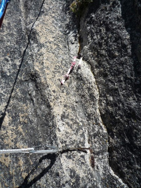 Crux aid pitch of Sheraton Watkins. Note the fixed mank. You may need ...