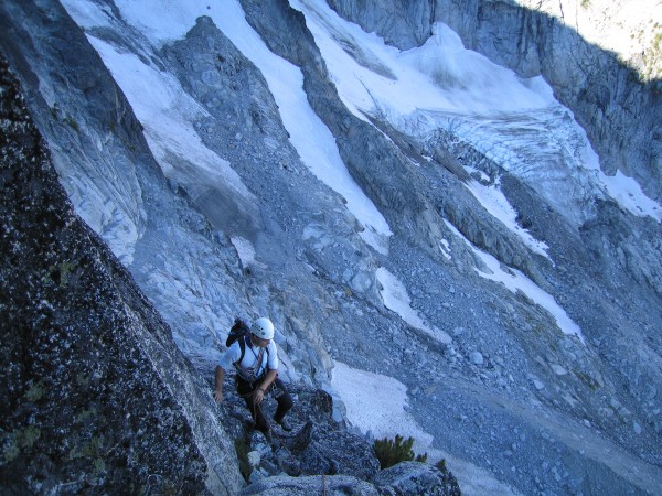 Walt low on the route in a beautiful alpine setting.  Colchuck Glacier...