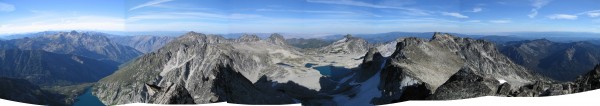 Panoramic view of the Enchantments from Dragontail Peak