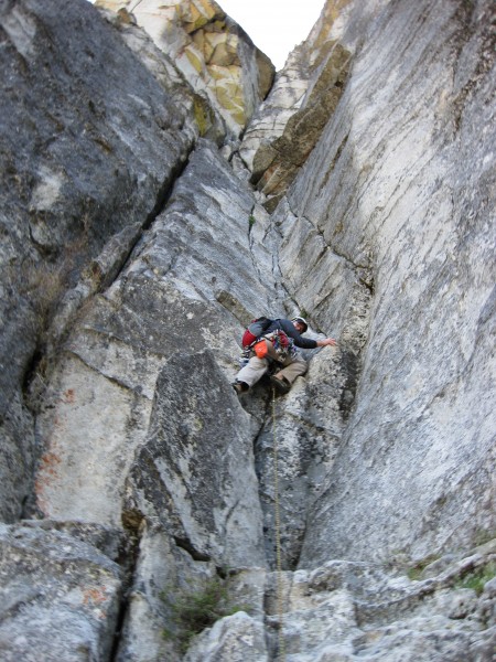 Justin leading first pitch of Corrugation Corner &#40;5.7&#41;