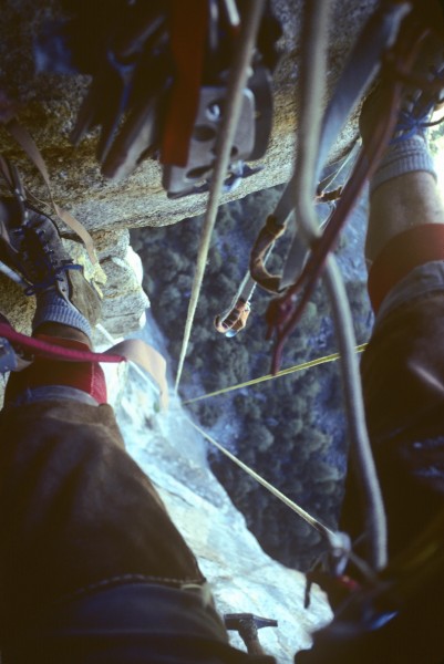 Belay below the roof on the FA