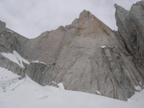 Looking up the east face of Cerro Torre