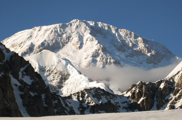 Cassin ridge is the line in the center of Denali.