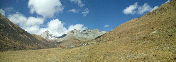 Nomad's seasonal home in the valley c.4300m. Asura Peak is the promine...