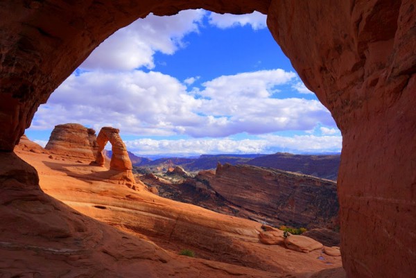 Delicate Arch through another arch...pretty place.