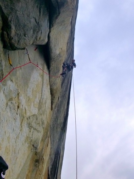 Ryan at past the awkward flare on pitch 13 and onto the Bolt/rivet lad...