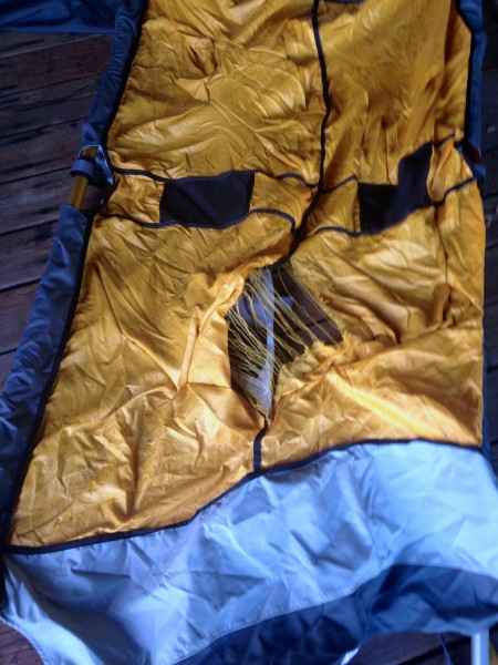 Some of the tears in my portaledge. Each tear was "only" 2-3 feet long...