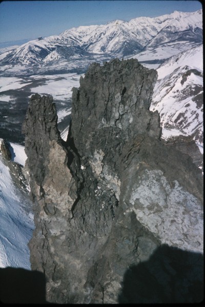 Looking across at a lower, false summit.
