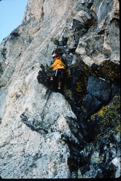 On the first pitch of the actual north face route.