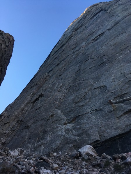 The start of the route.  We went up the arete/dihedral on the bottom l...
