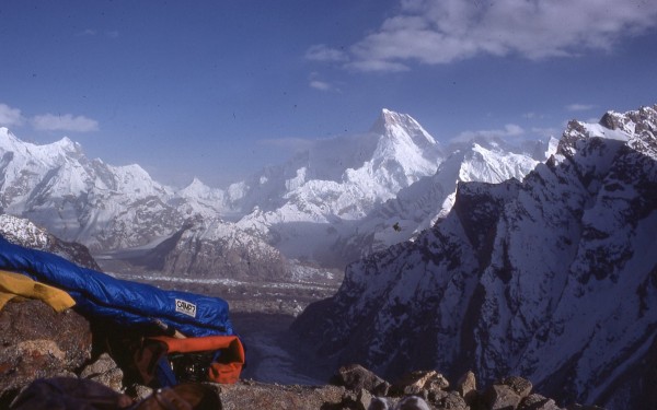 Camp 7 commercial with Masherbrum backdrop
