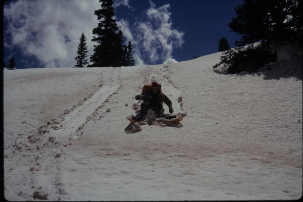 We never did learn how to link turns while descending on snowshoes.