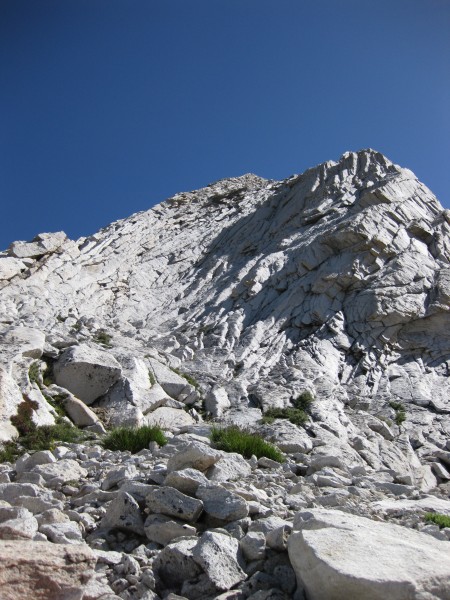 Looking up from the base of the West Ridge