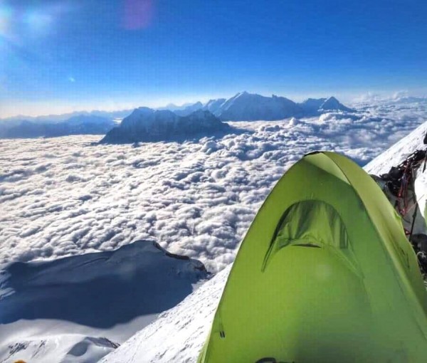 Photo from Dhaulagiri camp 3 at 23,760ft looking over a sea of clouds ...