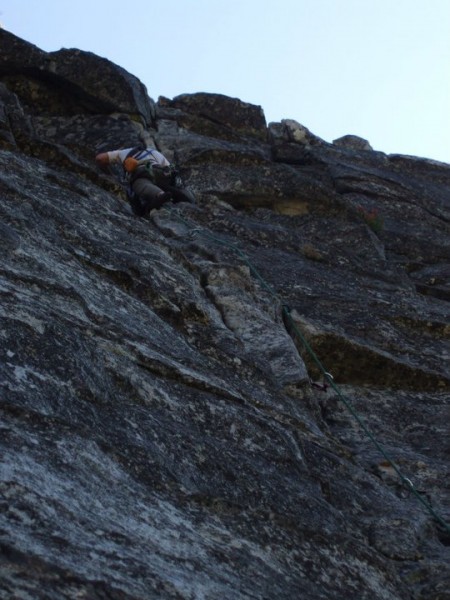 Eric below the 5.8 crux of the second pitch