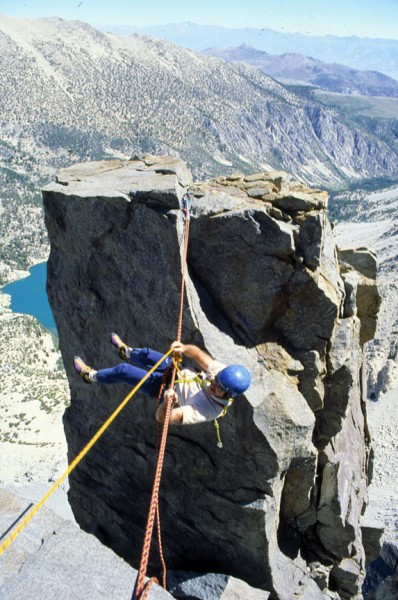 Brian Rennie doing the Tyrolean traverse