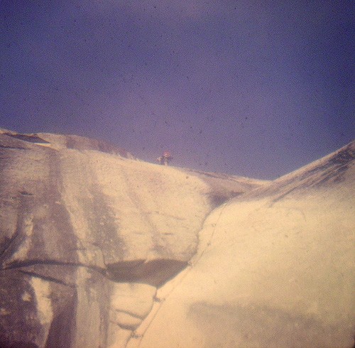 FA End All Wall &#40; Mescalito &#41; 1973, Charlie leading the last pitch.