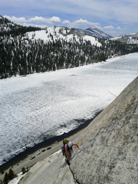 South Crack with the icy Tenaya Lake in the background