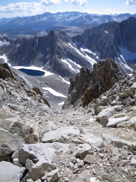 Scree-filled West Face descent chute