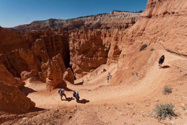 Heading down a popular trail in Bryce
