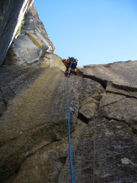 Hard off-width leading to Thanksgiving Ledge
